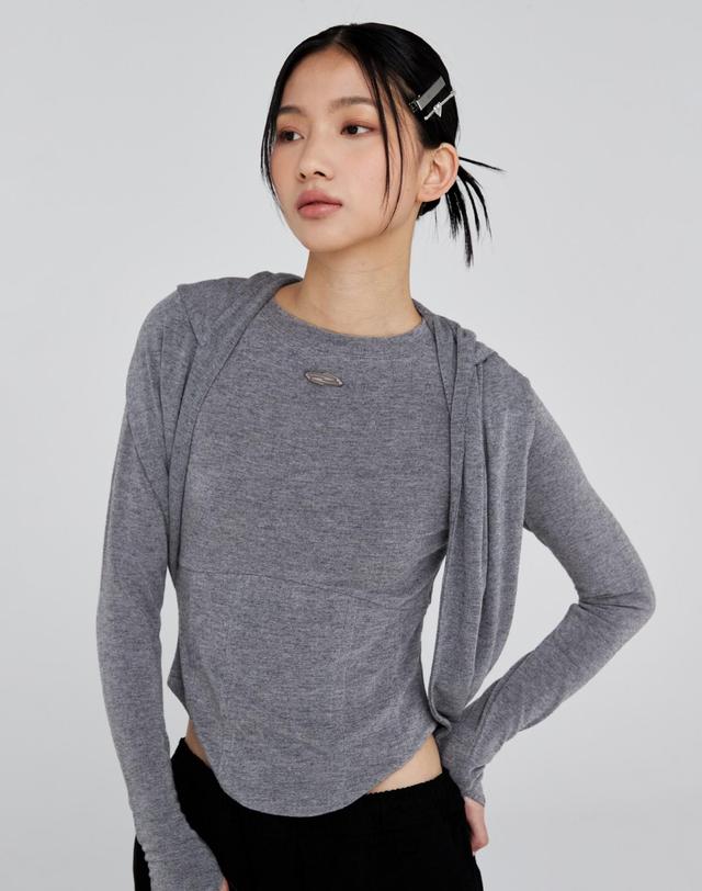 오프닝프로젝트 [오프닝프로젝트] 여성 투웨이 후드 스카프 - 그레이 (FWSWCTH309MGY-W) 착용컷