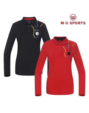 엠유스포츠 여성 멀티컬러 라인 뮤 포인트 티셔츠 MU21122TL02