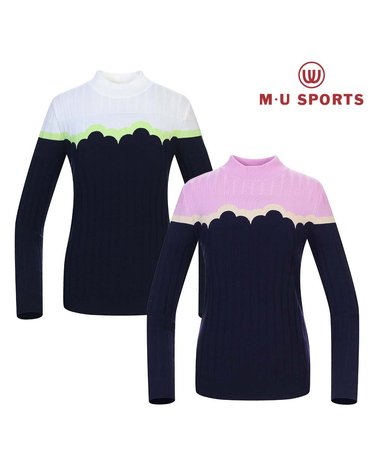 엠유스포츠 스칼럽 모티브 골지 반넥 MU21722PN10