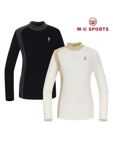 엠유스포츠 배색 목폴라 티셔츠 MU22722PL01