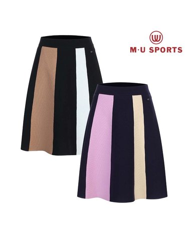 엠유스포츠 칼라블럭 중기장 니트스커트 MU21722SC04
