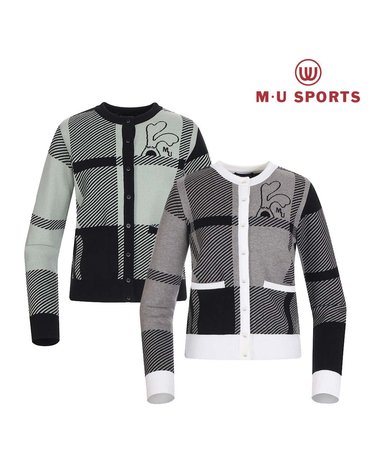 엠유스포츠 체크 라운드넥 가디건 MU22722NC05