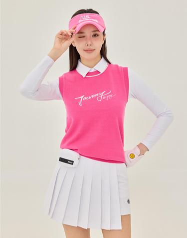 제이투제이 여성골프웨어 시그니처 레터링 니트 베스트