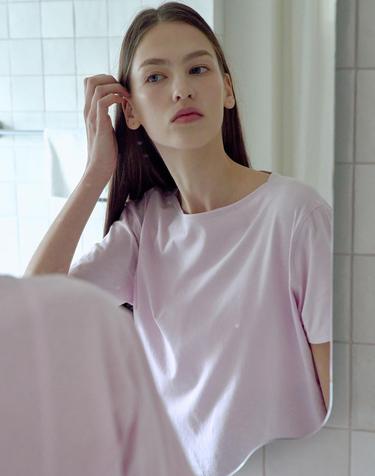 릴렉스 핏 보트넥 반팔 티셔츠 FMST4015S_로우핑크