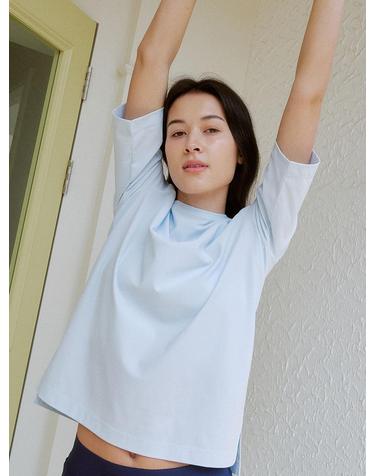 에어리 베이직 반팔 티셔츠 FMHST4025M_스카이블루