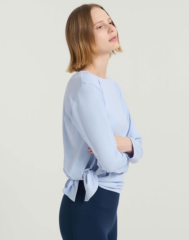 포머티브 뉴 사이드 슬릿 롱 슬리브 FMST5014F_파우더블루 착용컷