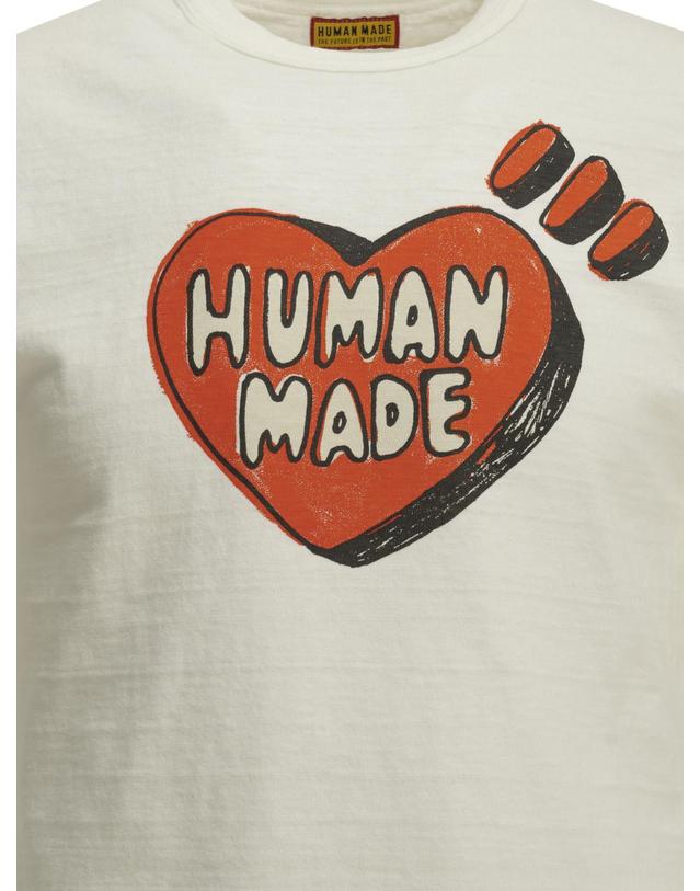 휴먼메이드 [해외직구][V90]휴먼메이드 HM32TE014WHITE 남성 티셔츠 긴팔 반팔 Slub Crew Neck T Shirt 착용컷