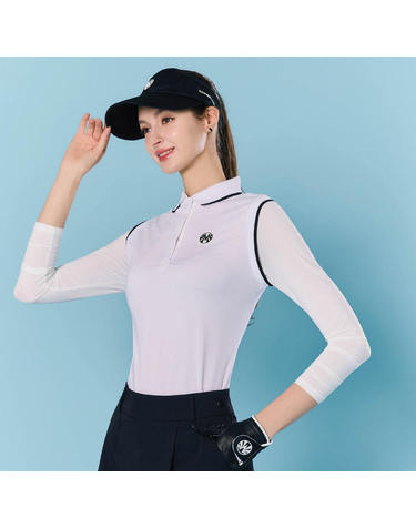 여성 빅사이즈까지(55~77) 페이크 레이어드 냉감소매 긴팔카라티셔츠 GT60800
