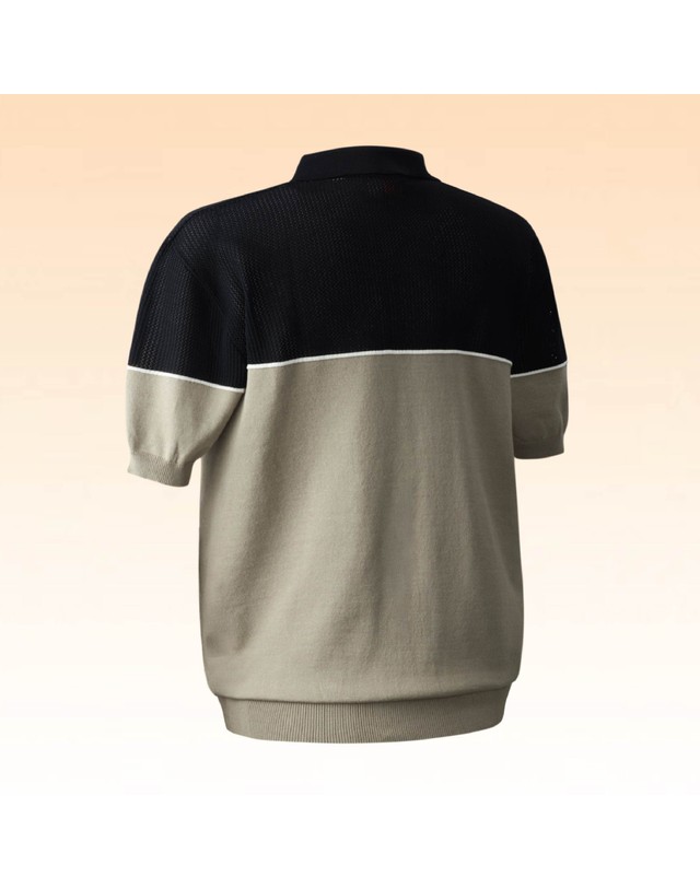 마헤스골프 남성(M~2XL)까지 몸에 붙지 않는 펀칭쿨링 반집업니트 GN30972 착용컷