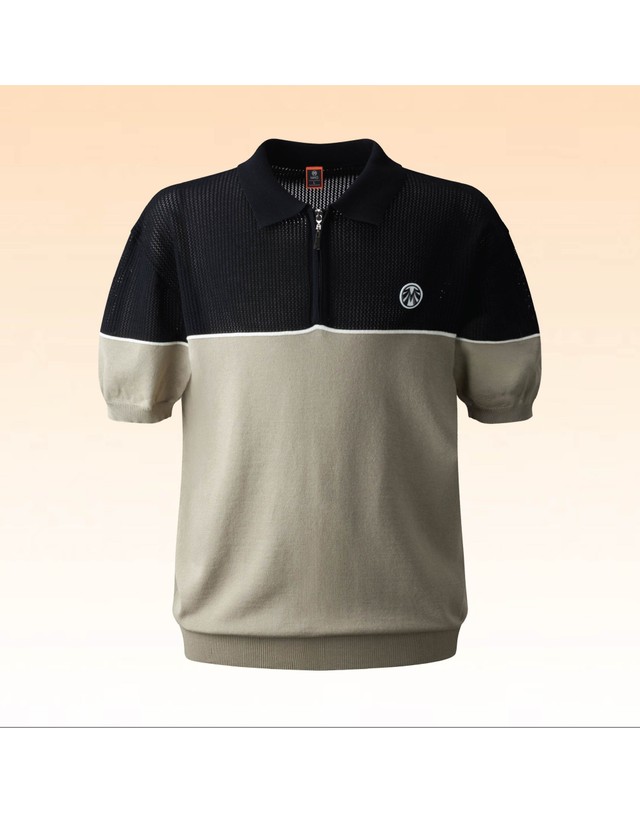 마헤스골프 남성(M~2XL)까지 몸에 붙지 않는 펀칭쿨링 반집업니트 GN30972 착용컷
