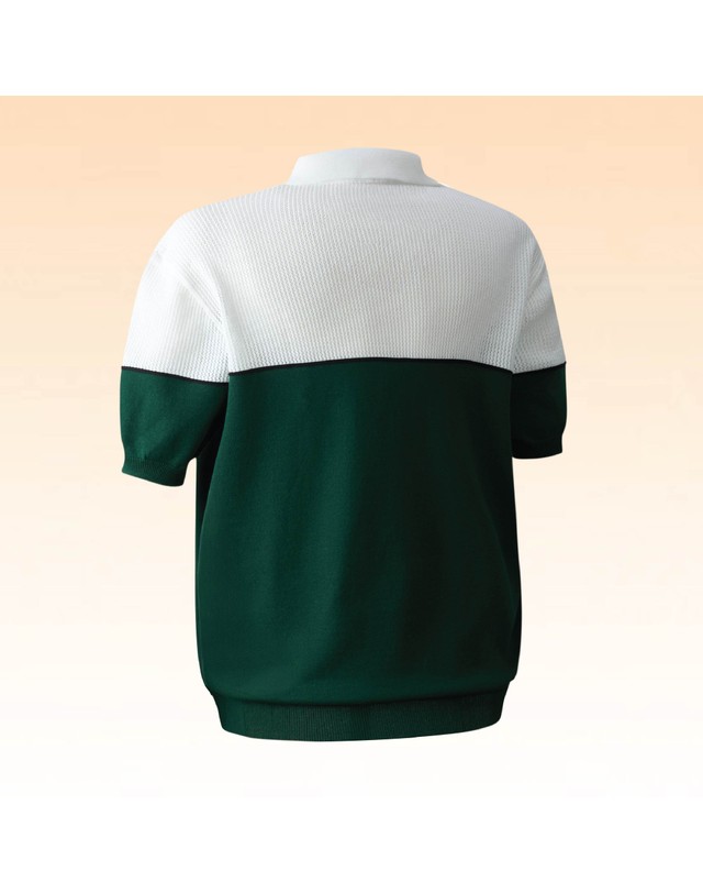 마헤스골프 남성(M~2XL)까지 몸에 붙지 않는 펀칭쿨링 반집업니트 GN30972 착용컷