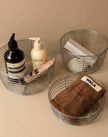 스테인레스 C 철제바스켓 수납/욕실 다용도 바스켓(3size)