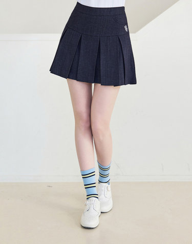 데님 맞주름 큐롯 골프 스커트_2color