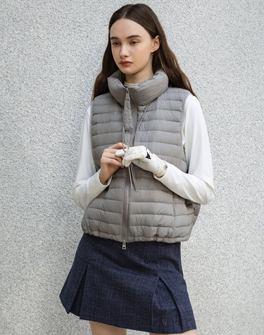 라인 퀼팅 경량 하이넥 패딩 조끼_5color