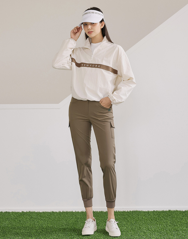 쥬아르 골프 기능성 자수포인트 건빵 포켓 조거 골프 팬츠_3color 착용컷