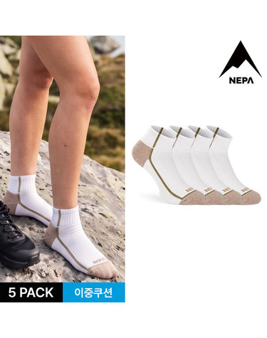 네파 여성 버티컬라인 로고 통파일 발목양말 4P_WH