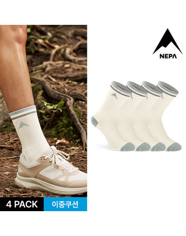 네파 여성 스트라이프 A로고 통파일 장목양말 4P_IVBL
