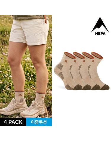 네파 여성 더블라인 A로고 통파일 중목양말 4P_BR