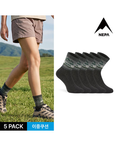네파 여성 하이킹 쿠션 등산 중목양말 5P_BK