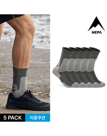 네파 남성 백로고D 통파일 장목양말 5P_BK