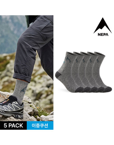 네파 남성 다이나믹 쿠션 등산 중목양말 5P_GY