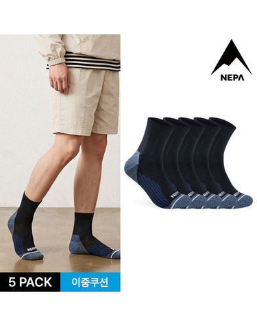 네파 남성 코어밴드 쿠션 중목양말 5P_NY
