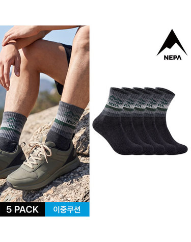네파 남성 하이킹 쿠션 등산 중목양말 5P_BK