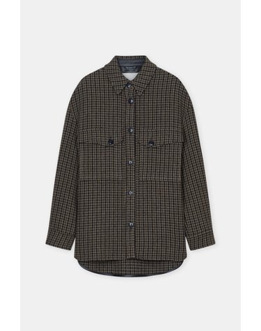 클로즈드 오버사이즈 체크 울 혼방 셔츠 자켓 C97170-64M-22-686 JUNIPER GREEN