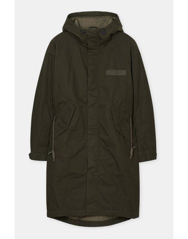 클로즈드 자수 후드 코튼 롱 파카 C87255-62G-EM-609 DARK OLIVE GREEN
