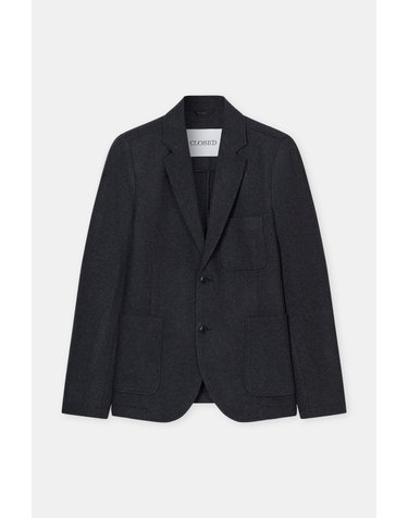 클로즈드 울 블렌드 저지 레귤러핏 블레이저 C87420-65B-22-177 BLACK MELANGE