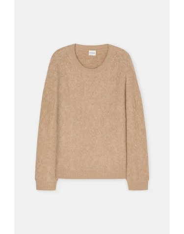 클로즈드 라운드넥 울 케이블 니트 스웨터 C96925-96Z-55-244 ALMOND CREAM