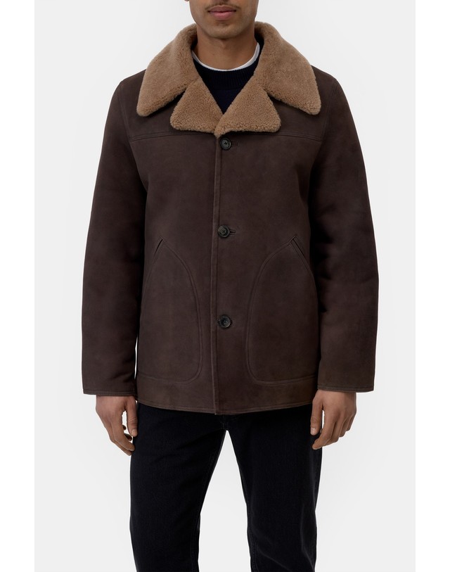 클로즈드 클로즈드 램스킨 시어링 스웨이드 자켓 C87888-82X-22-765 ESPRESSO BROWN 초콜릿 착용컷