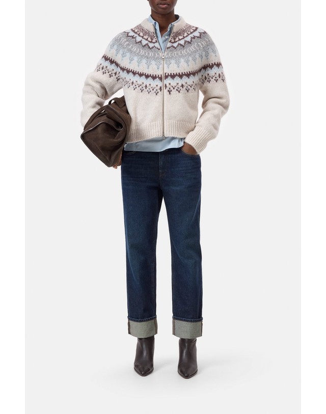 클로즈드 클로즈드 노르딕 패턴 집업 울 니트 가디건 C96423-94D-JC-261 CLOUD CREAM 아이보리 착용컷