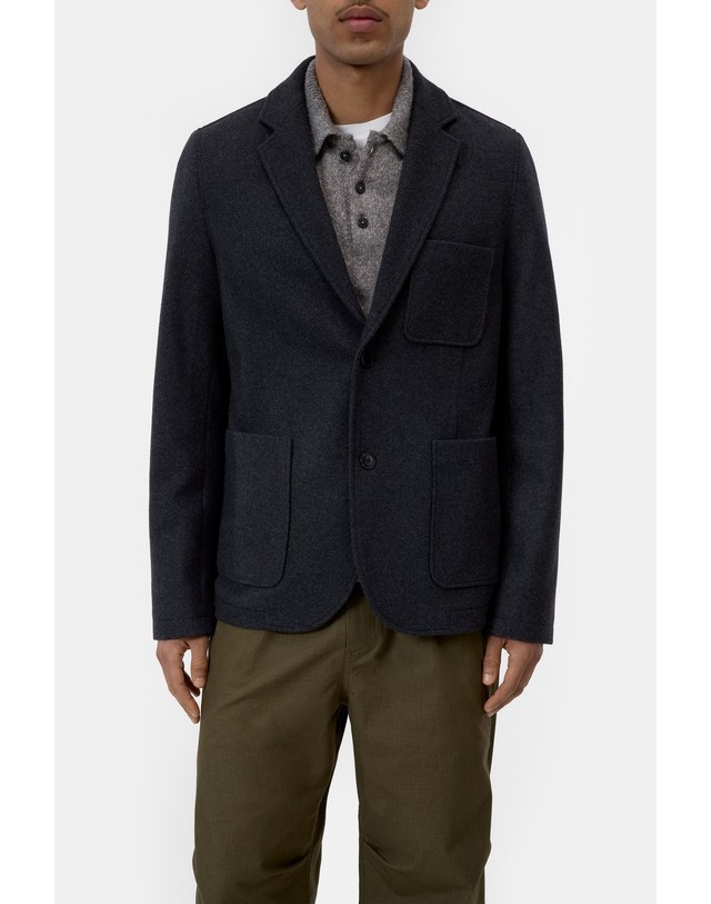 클로즈드 클로즈드 울 블렌드 저지 레귤러핏 블레이저 C87420-65B-22-177 BLACK MELANGE 그레이 착용컷