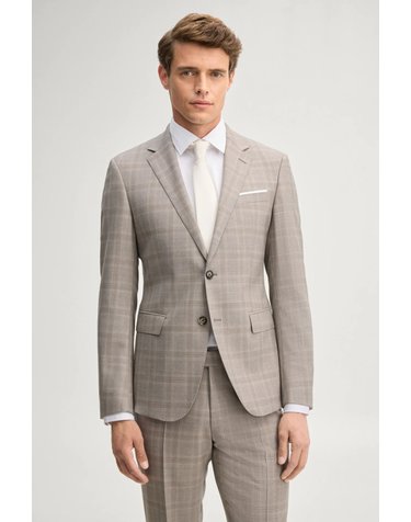 주프 슬림핏 체크 울 테일러드 재킷 30104228-10101467-245 BEIGE