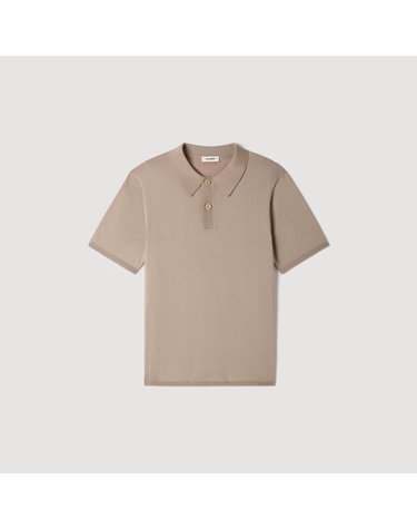 산드로 베이직 니트 반팔 폴로 셔츠 SHPTR00382_G258 TAUPE CLAIR