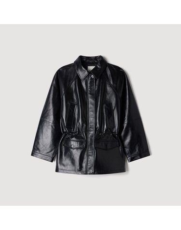 산드로 루즈핏 램스킨 레더 자켓 SFPBL01286_20 SCHWARZ