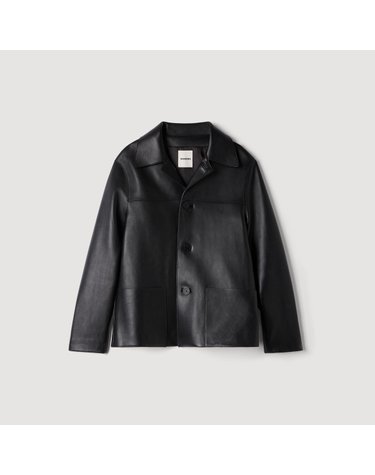 산드로 램스킨 레더 블루종 자켓 SHPBL01340_20 SCHWARZ