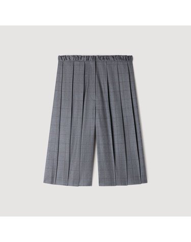 산드로 울 체크 플리츠 버뮤다 팬츠 SFPSH00672_240 DUNKEL-GRAU