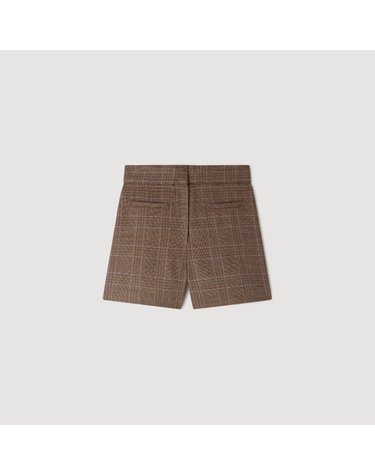 산드로 체크 울 플레어 반바지 SFPSH00679_72 TAUPE