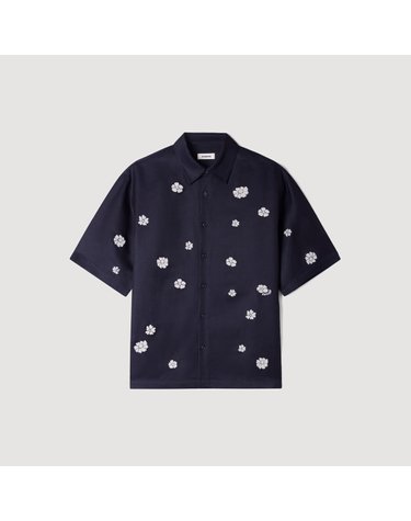 산드로 플로럴 프린트 반팔 셔츠 SHPCM01648_125 MIDNIGHT BLUE