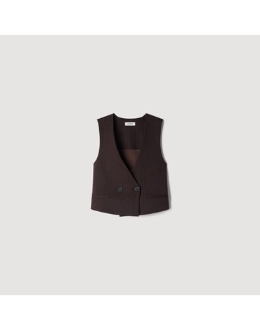 산드로 스트라이프 수트 베스트 탑 SFPTO00990_G113 BRAUN / BLAU