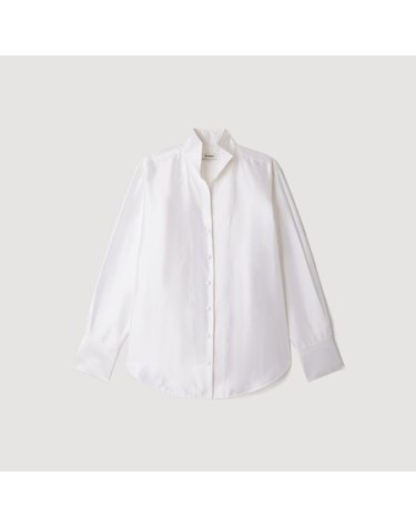 산드로 오버사이즈 실크 새틴 블라우스 SFPCM01740_10 WEISS