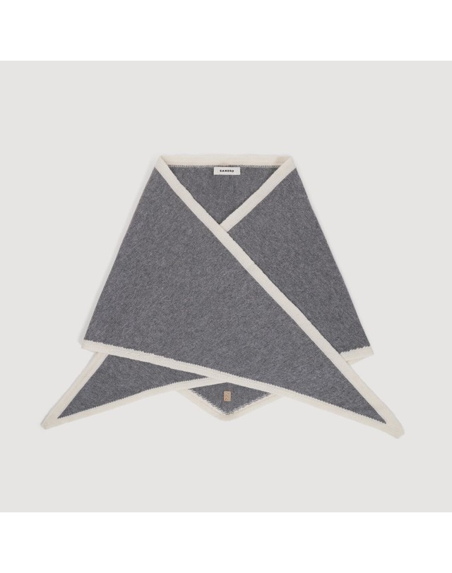 산드로 산드로 투톤 울 삼각 스카프 SFABO01248_B329 GRIS / ECRU 그레이 착용컷