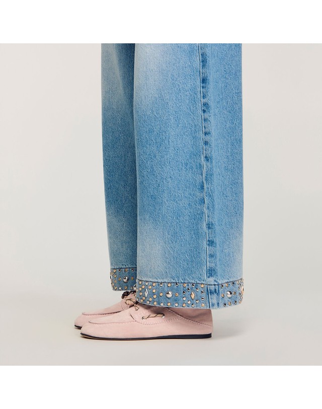 산드로 산드로 스트레이트 스터드 워시드 청바지 SFPJE00783_4785 JEANSBLAU 블루 착용컷