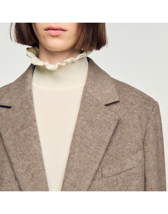 산드로 산드로 더블페이스 울 롱 코트 SFPOU00856_16 BEIGE 베이지 착용컷