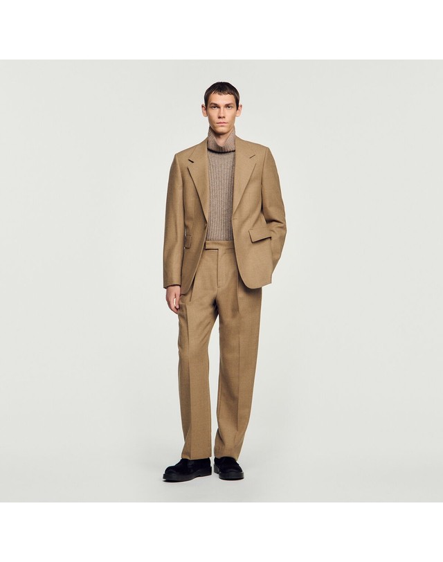 산드로 산드로 울 싱글 버튼 테일러드 재킷 SHPVE01391_16 BEIGE 베이지 착용컷