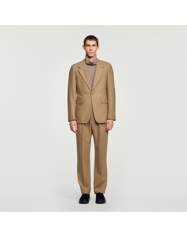 산드로 산드로 울 싱글 버튼 테일러드 재킷 SHPVE01391_16 BEIGE 베이지 착용컷