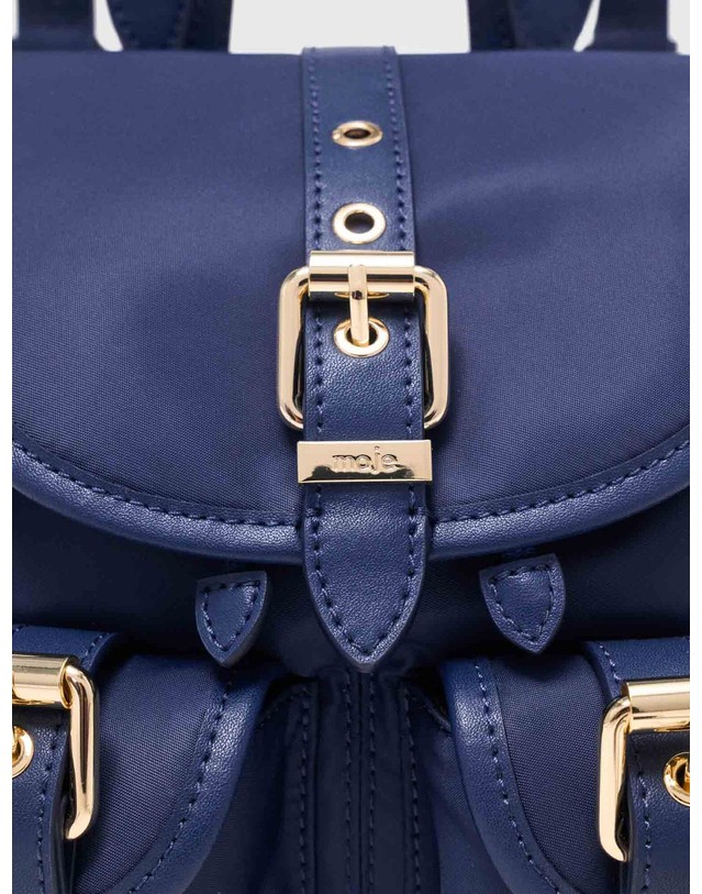마쥬 마쥬 레더 나일론 아일렛 미니 백팩 MFASA01450_D020 MARINEBLAU 네이비 착용컷