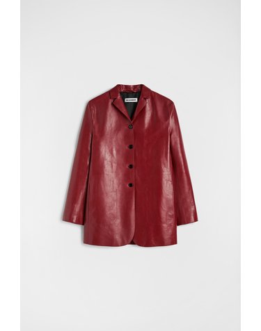 질샌더 레귤러핏 레더 롱 자켓 J03BN0209J07231609 CEDAR RED
